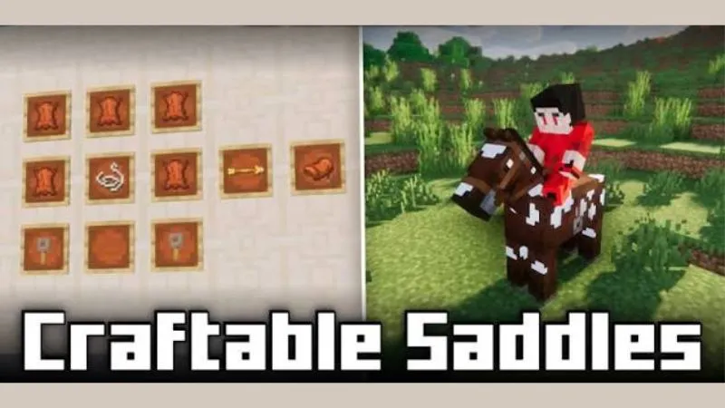 Craftable Saddle recipe with leather and iron in Minecraft 1.21.90