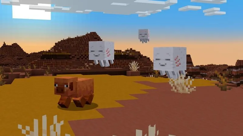 Ghastling baby mob growing into a Happy Ghast in Minecraft 1.21.90