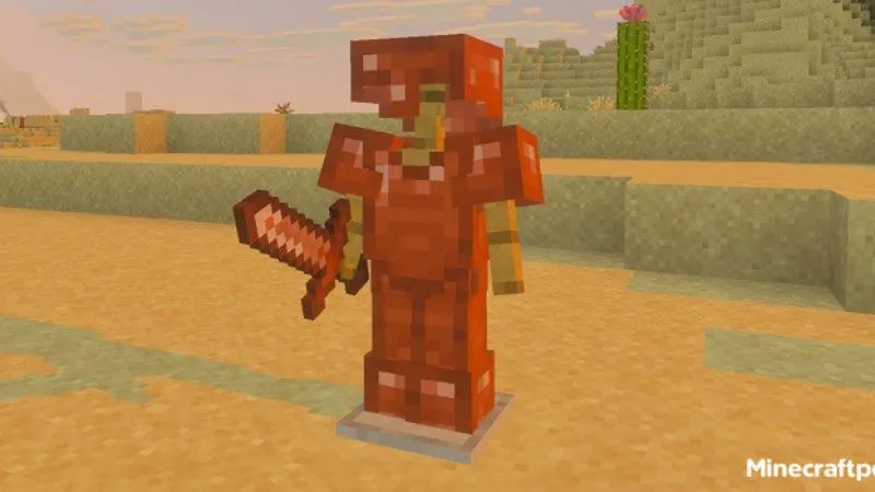 Copper Golem sorting items from Copper Chests in Minecraft
