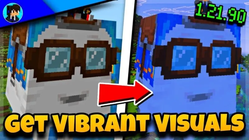 Vibrant Visuals graphics with improved lighting and reflections in Minecraft 1.21.90