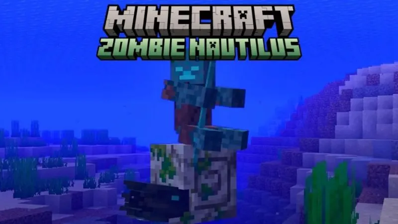 Zombie Nautilus with Drowned rider in Minecraft 1.21.130