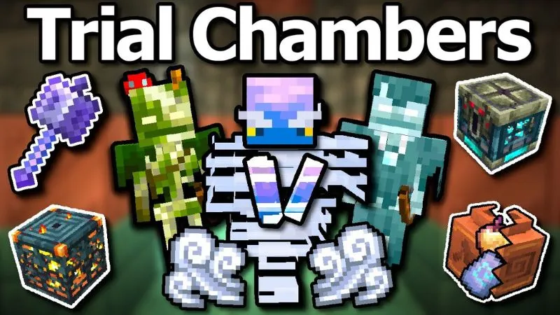Trial Chambers with Trial Spawners Vaults and Breeze mobs in Minecraft 1.21.21
