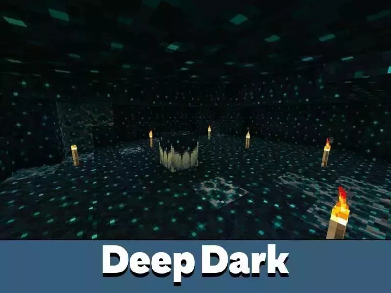 Khu vực Deep Dark trong Minecraft 1.19.2 Apk được bao phủ bởi các khối Sculk