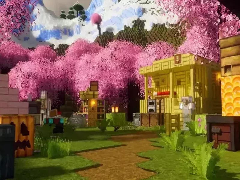 Rừng hoa anh đào lãng mạn trong Minecraft 1.20 Tiếng Việt