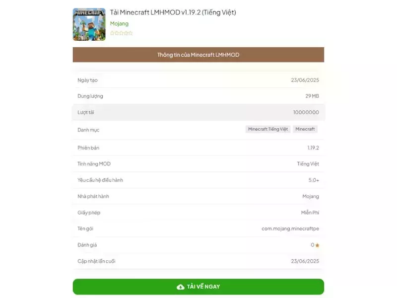 Tìm kiếm Minecraft LMHMOD và nhấn Tải về