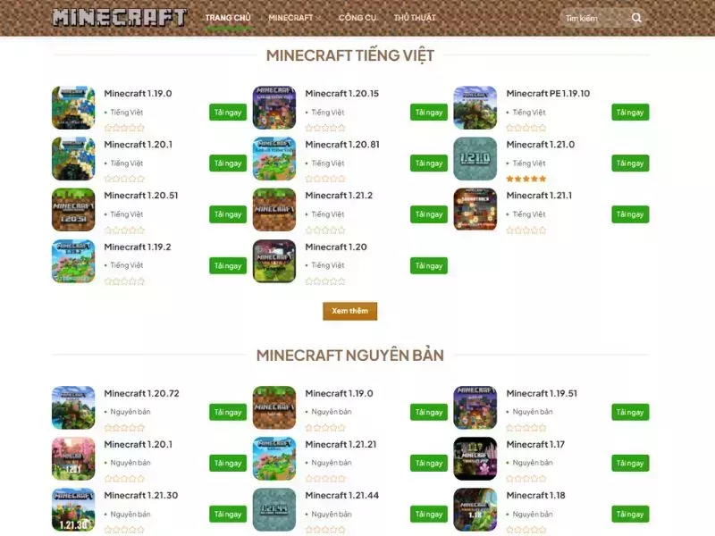 Truy cập vào trang web Minecraft Tiếng Việt
