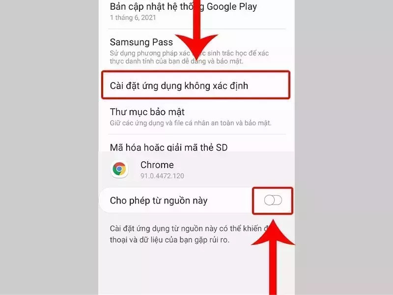 Cho phép Minecraft 1.21.72 APK cài đặt từ nguồn không xác định