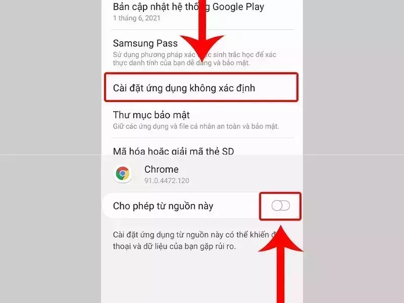 Cho phép cài đặt Minecraft Earth APK từ nguồn không xác định