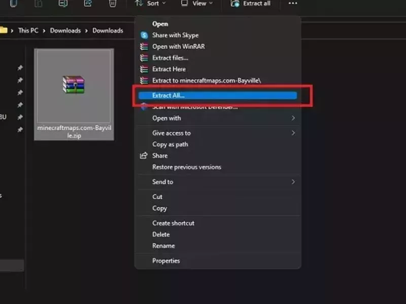 Giải nén file Map Minecraft được tải về 