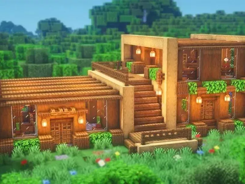 Mẫu Nhà Gỗ Trong Minecraft Hiện Đại