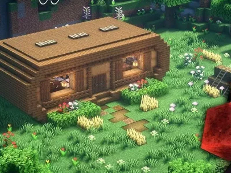 Mẫu Nhà Hiện Đại Bằng Gỗ Trong Minecraft Trong Rừng