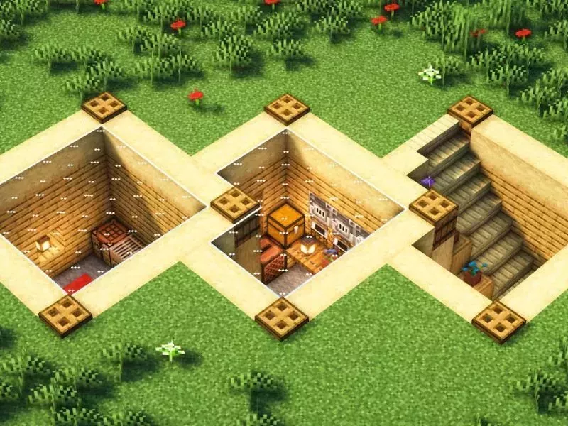 Mẫu Nhà Ngầm An Toàn Trong Minecraft 