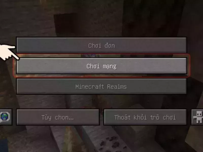 Nhấn chọn Multiplayer để mở chế độ chơi Minecraft nhiều người
