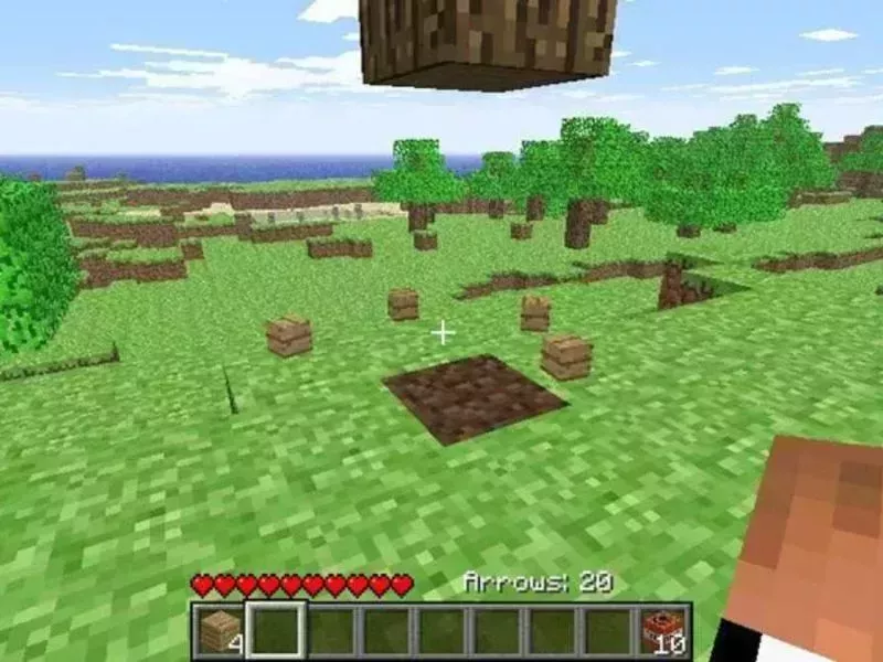 Thu thập gỗ trong thế giới sinh tồn Minecraft