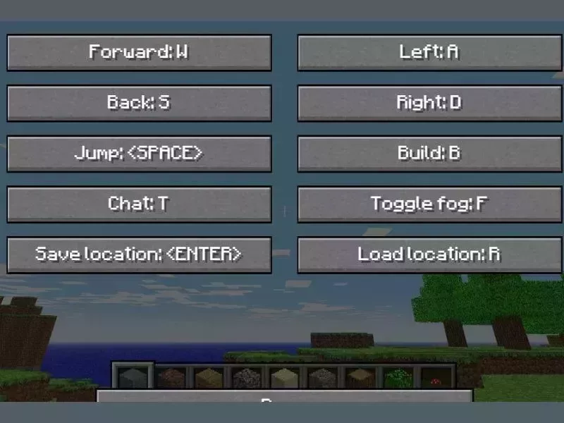 Cài đặt phím điều khiển trong Minecraft Classic