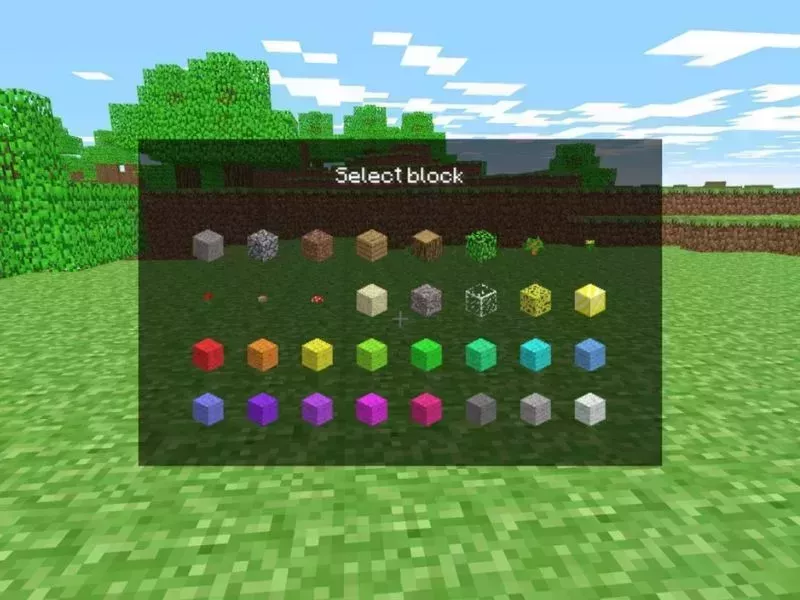 Chọn block và xây dựng Minecraft Classic
